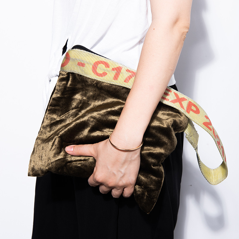 Japan PUEBCO Unique Retro Creative Recycled Nylon Webbing Clutch Solid Color Clutch Storage Bag Bag