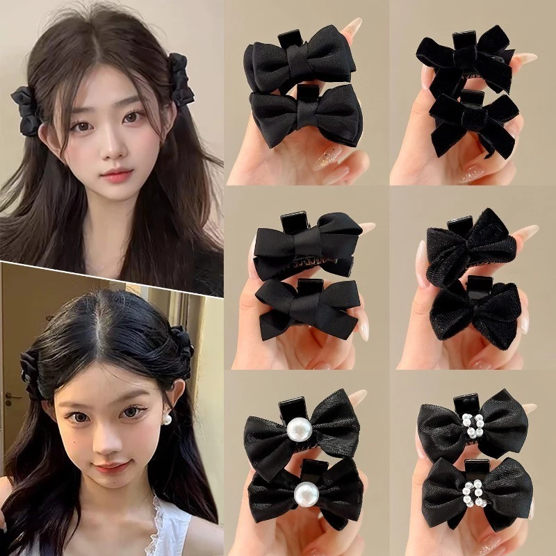 อุปกรณ์แต่งผมสไตล์เจ้าหญิงเกาหลี กิ๊บหนังศีรษะขนาดเล็ก พร้อมโบว์กิ๊บแฟชั่น
