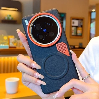 การกระจายความร้อนเคสโทรศัพท์แม่เหล็กสําหรับVIVO X300 Pro X200 X100 Ultra/Pro mini X100Sเลนส์โลหะธรรมดาหนังAnti drop Case Sensitiveปุ่มอิสระฝาครอบป้องกัน