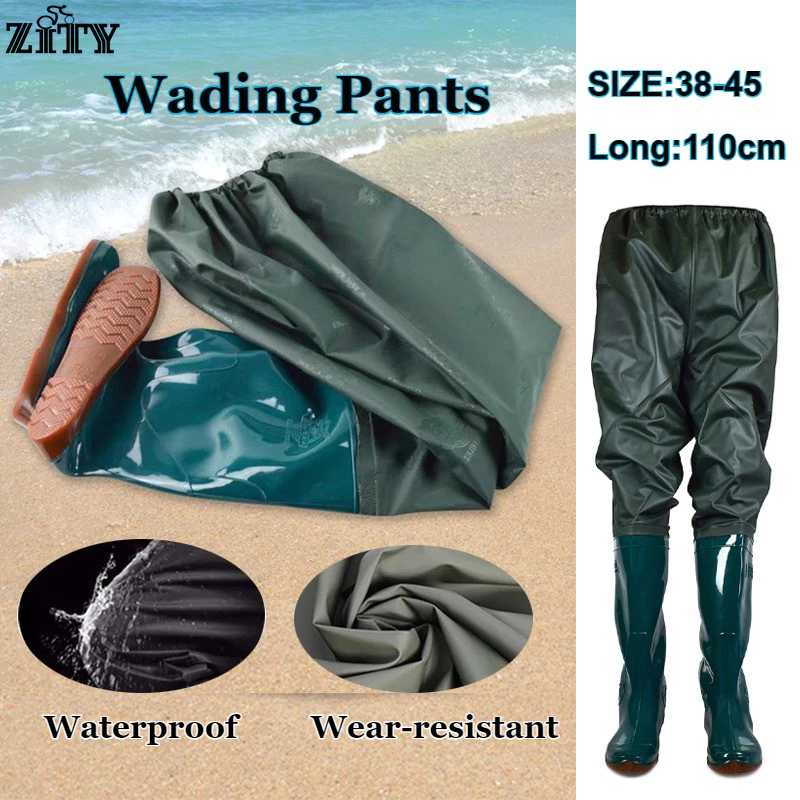 ZITY รองเท้าฝนกันน้ำที่ดินเกษตรสนามใต้น้ำกางเกง Wading ยางพีวีซีรองเท้าสูงท่อขนาด 38-45
