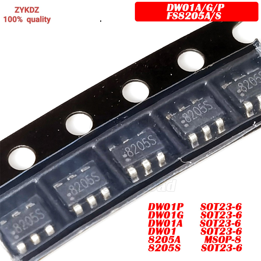 20PCS ใหม่ DW01P DW01G DW01A DW01 FS8205S 8205S SOT23-6 FS8205A 8205A MSOP-8 แบตเตอรี่ลิเธียมป้องกัน