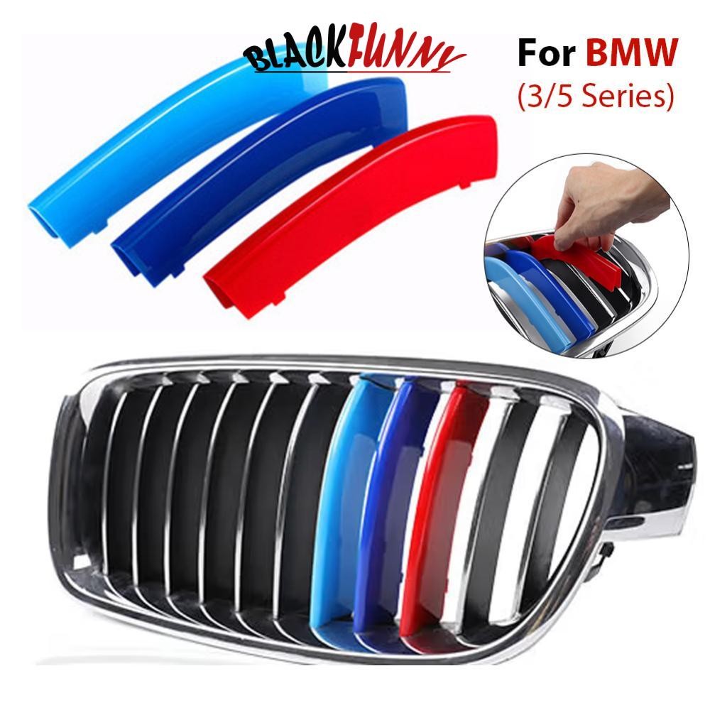 BLACKFUNNY 3 ชิ้น/เซ็ต M Power Car Racing ด้านหน้า Grille Trim แถบสําหรับ BMW E46 E90 E91 E92 E93 F3