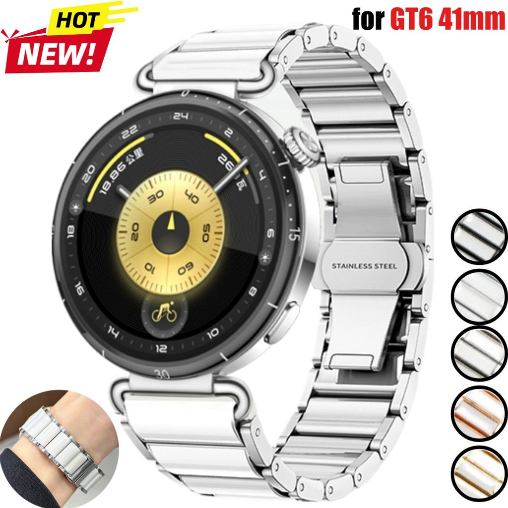 18 มม.เซรามิคหรูหราสําหรับ Huawei GT6 41 มม.นาฬิกา 5 42 มม.ผีเสื้อหัวเข็มขัดสายรัดข้อมือสําหรับ Huawei Gt 5 Pro 42 มม.GT5 GT4 41 มม.คุณภาพสูง Band
