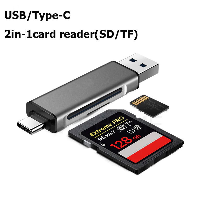 2 in 1 SD TF Card Readerอะแดปเตอร์ TF 2 in 1 USB2.0 OTG ความเร็วสูง สำหรับอุปกรณ์ PC และแล็ปท็อปสมาร์ทโฟน