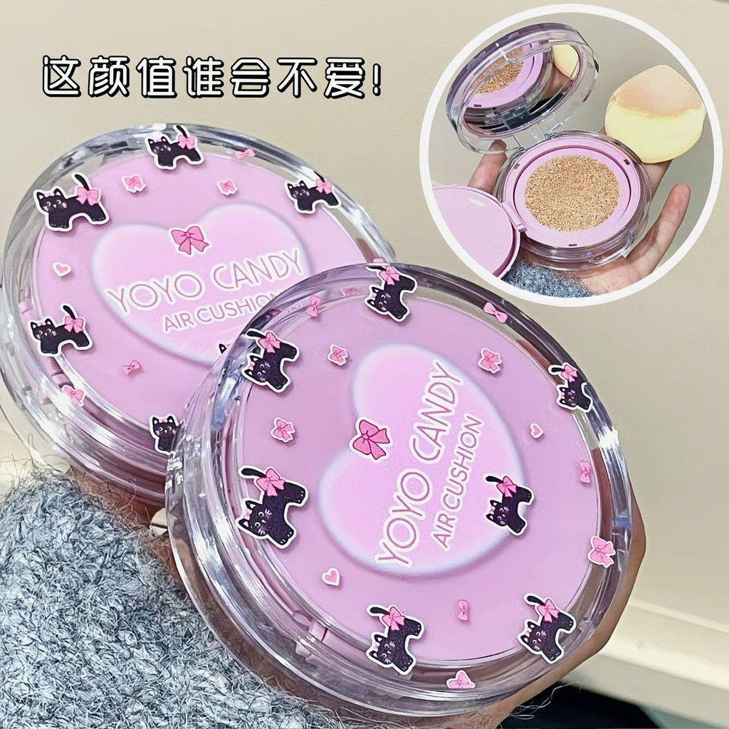 YOYOCANDY Silky Light Face Soft Cushion Liquid Foundation Hold แต่งหน้า Light Moisturizing คอนซีลเลอ