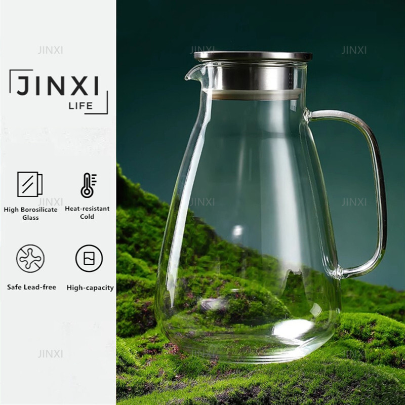 2.6/2.0L เหยือกน้ําแก้วขนาดใหญ่ความจุสํานักงานในครัวเรือนกาต้มน้ําแก้วแก้วใสน้ําผลไม้กาน้ําชา HeatRe