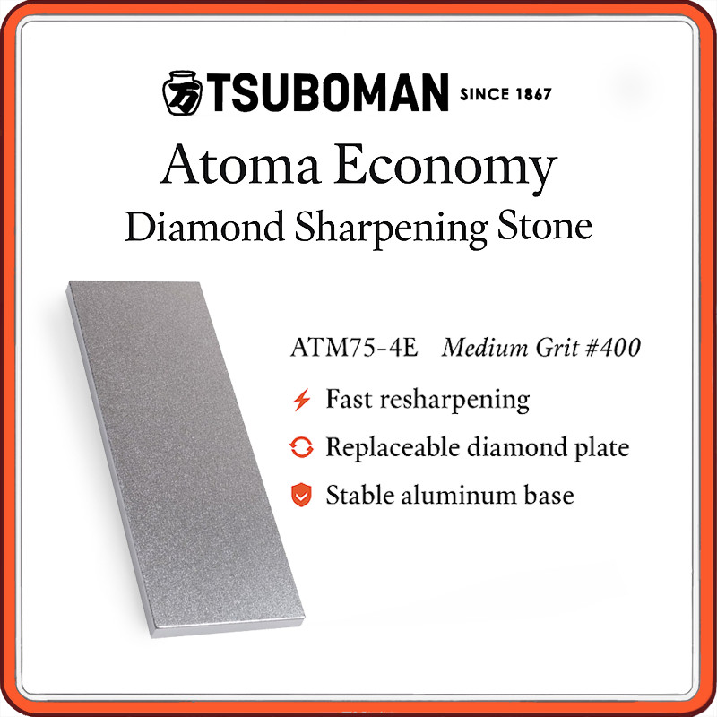 Tsuboman Atoma Economy Diamond Sharpening Stone ATM75 Series – Replaceable Plate Knife & Tool Sharpener #400 Medium Grit Options, Made in Japan