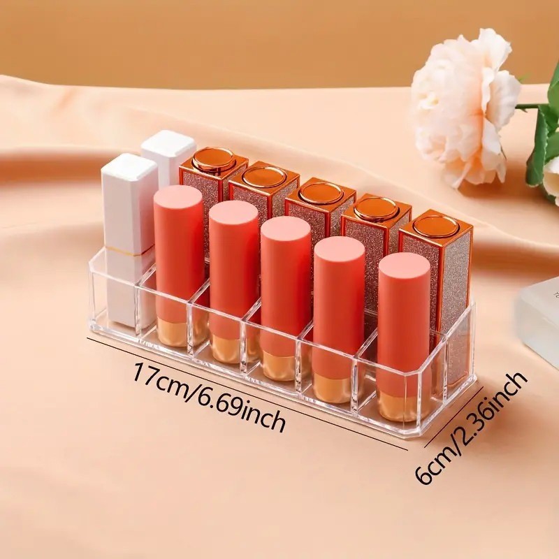 กล่องเก็บแต่งหน้า 12/18-ตาราง อะคริลิค โปร่งใส ลิปสติก ผู้ถือ โต๊ะเครื่องแป้ง แต่งหน้า จัด - รูปที่ 6