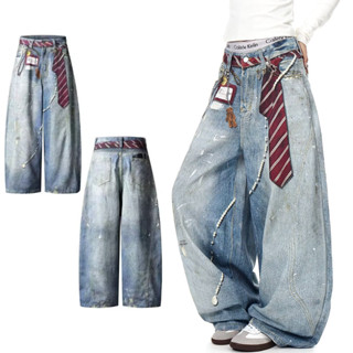 กางเกงยีนส์ผู้ชาย PannoFluxus ออกแบบมัดย้อมสไตล์ฮิปฮอป อเมริ…