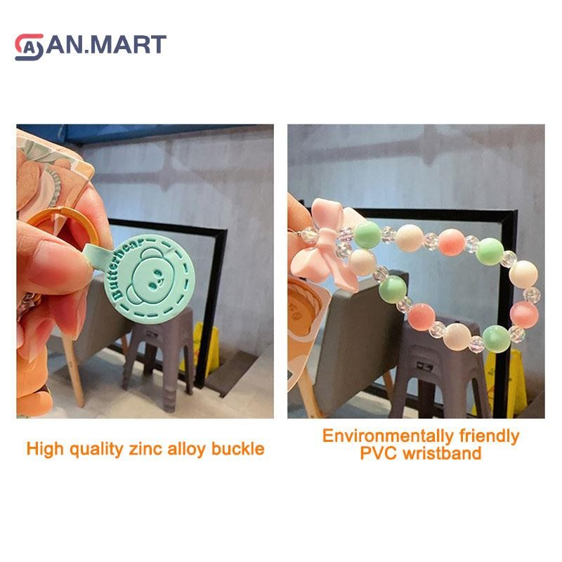 Newwellknownnice Butterbear ขนมหวานตุ๊กตาพวงกุญแจแหวนเนยหมีน่ารักกุญแจรถจี้ TH