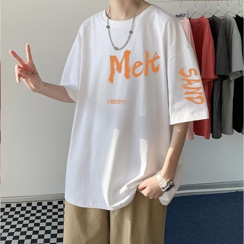 COD 2025 Summer New Short Sleeve T-Shirt Men Trendy Brand Ins American Street Style Loose Versatile 