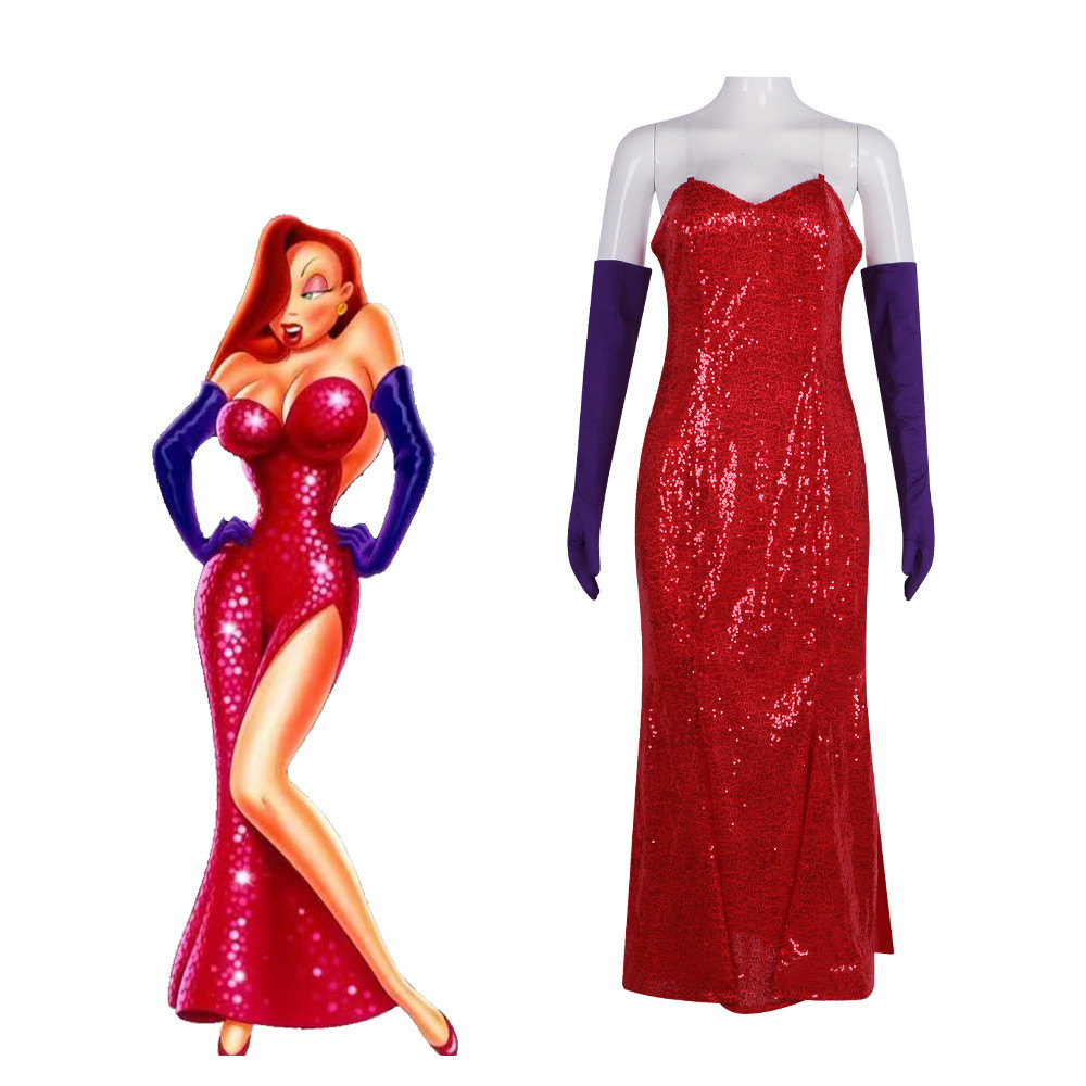 ชุดคอสเพลย์ Jessica จาก Roger Rabbit สีแดง สำหรับงานปาร์ตี้ Halloween
