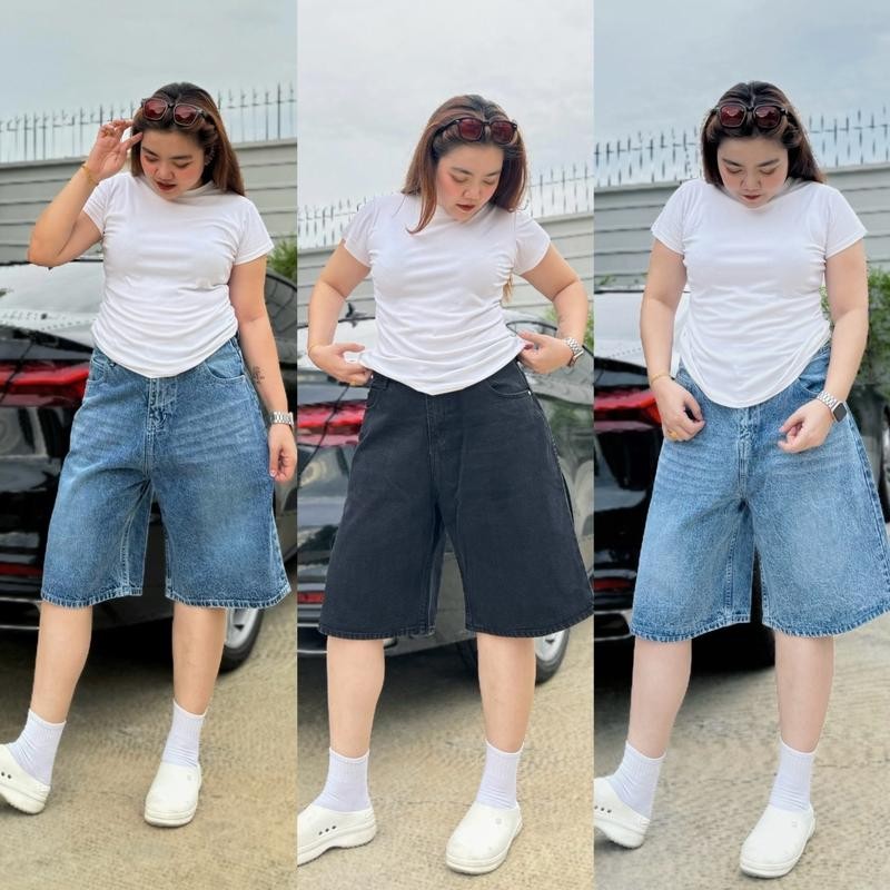 ยีนส์WANWI CODE : W28 กางเกงยีนส์ขาสั้นเอวสูงผ้าไม่ยืด