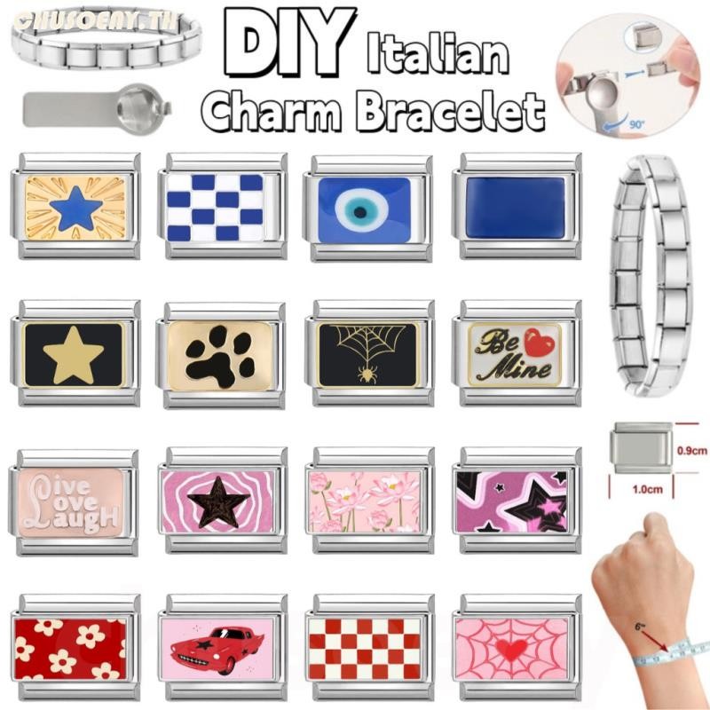 สร้อยข้อมือเงินสไตล์อิตาเลียน ขนาด 9 มม. DIY Love ดอกไม้และผีเสื้อ สำหรับตกแต่งสร้อยข้อมือแบบเรโทร
