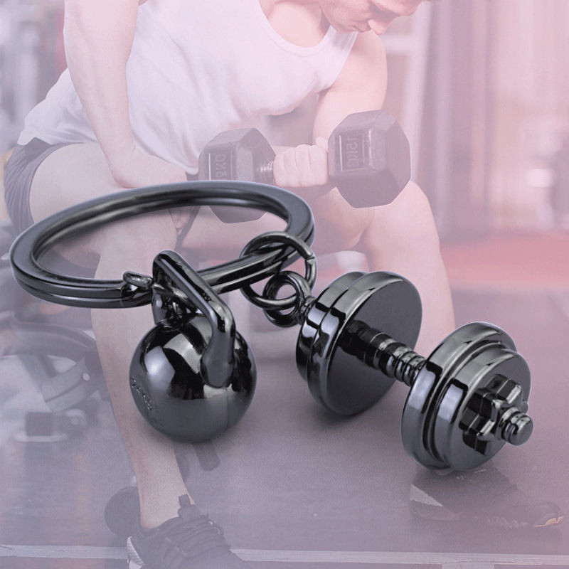 New Product#[Fashionable Chinese Style]Simulated Metal Keychain Dumbbell Keychain Pendant Fitness Cl