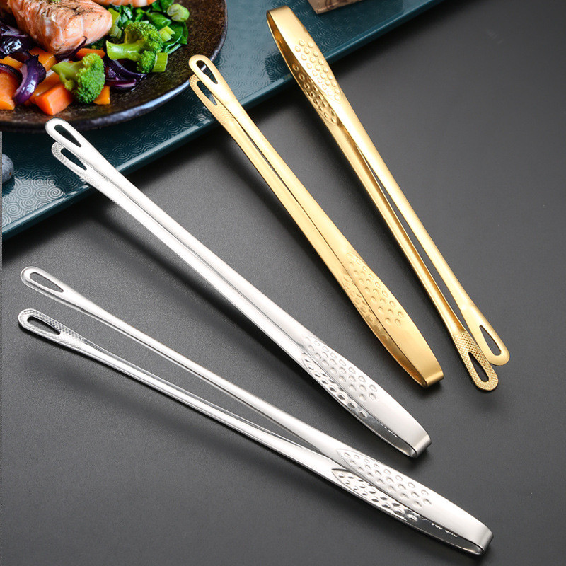 ที่คีบอาหาร สแตนเลสแท้304 หัวมน มี2ขนาด 24cm และ 28cm มี 2สีให้เลือก สีสแตนเลส สีทอง ที่คีบหมูกระทะ