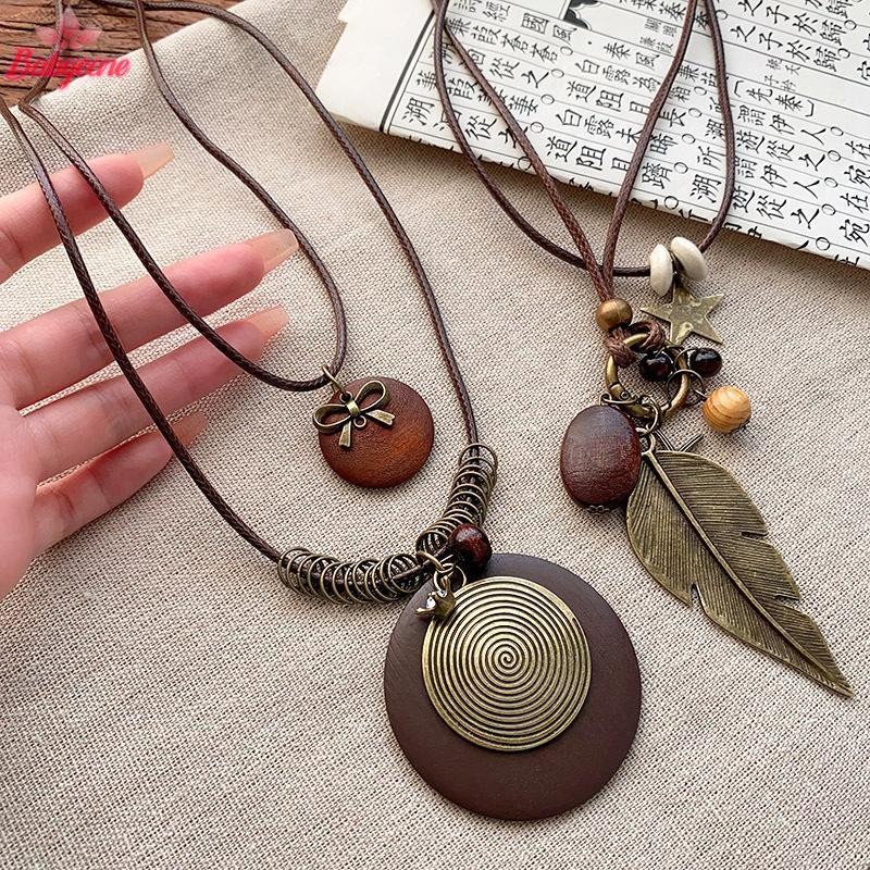 BYCE>Vintage Bohoสร้อยคอโลหะสําหรับผู้หญิงโบราณยาวโซ่จี้Handmade Statementเครื่องประดับชั้นอุปกรณ์เสริมใหม่