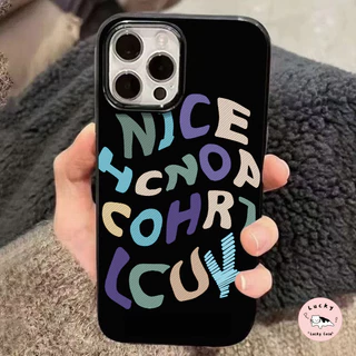 เคสไอโฟน11 แฟชั่นตัวอักษร ที่มีสีสันพื้นผิวมันวาว สำหรับ IPhone 17 11 14 15 13 16 12 Pro Max X 6 6s 7 8 16 Plus XR XS SE