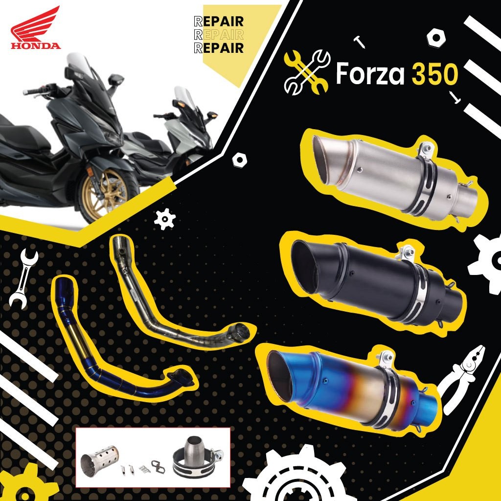คอท่อ Honda Forza 350 วัสดุแสตนเลสเกรด304 มีสีไทเทและเงิน + ปลายท่อ Akrapovic ฟรีแคทลดเสียง