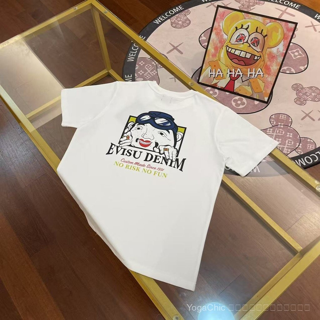 EVISU เสื้อยืดแขนสั้น Fushen Evisu สไตล์ STREET สวมใส่สบาย สำหรับทุกเพศ