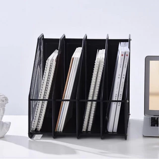 ​​ชั้นวางเอกสารและหนังสือ 4 ชั้น สแตนเลสแข็งแรง ขนาด 32x30x32 ซม. สำหรับจัดเก็บโฟลเดอร์และของใช้​​