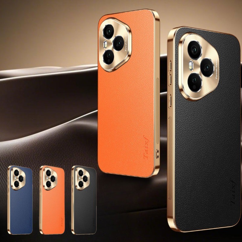 หนัง PU ชุบกันกระแทกสําหรับ Honor 400 400Pro เนื้อลิ้นจี่รูปแบบ TPU กรอบนุ่มสําหรับ Huawei Honor 400