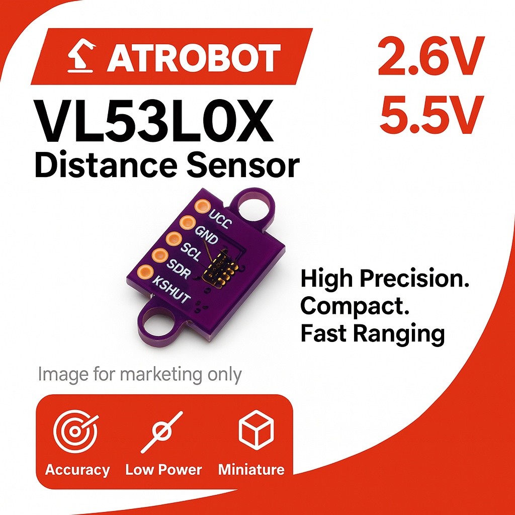 VL53L0X V2 ToF เซ็นเซอร์ระยะทาง เลเซอร์ 30-2000mm 50Hz แม่นยำสูง อินเทอร์เฟซ I2C/SPI/UART/PWM