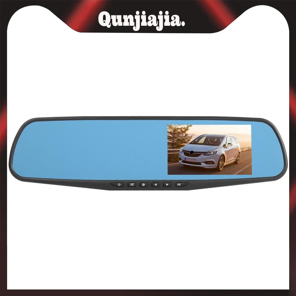 Q103B กระจกมองหลังรถ DVR กล้อง 4.3 นิ้ว IPS 1080p Dual Lens Dashcam