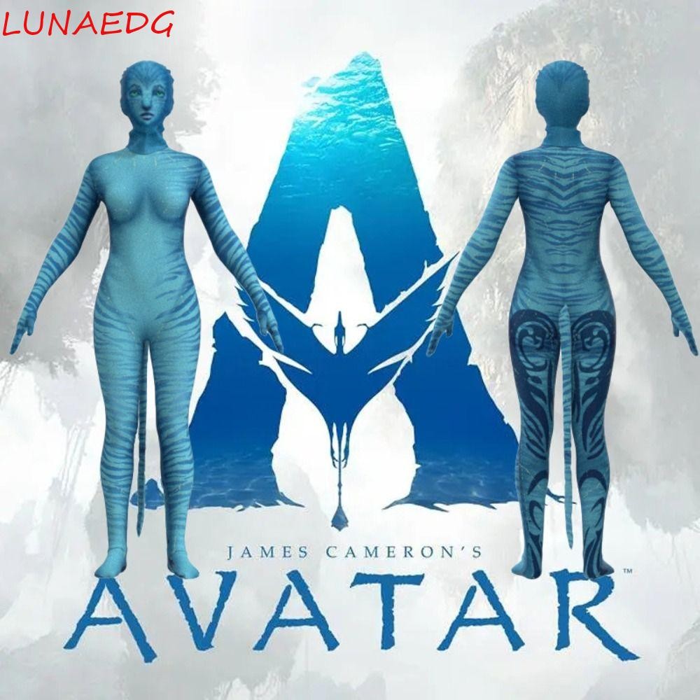 LUNAEDGE Jumpsuit แบบ Avatar 3D สำหรับเครื่องแต่งกายปาร์ตี้ฮาโลวีนผู้หญิง มาพร้อมหาง