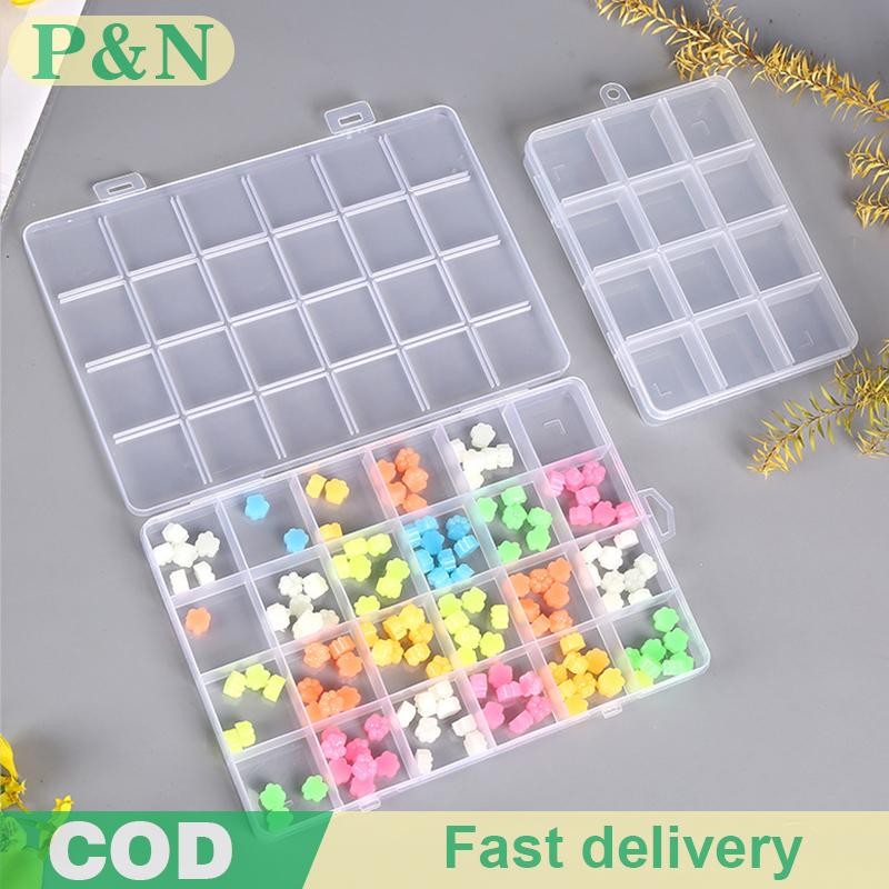 [P&N] กล่องเก็บโปร่งใสแบบพกพา 12/28/40 กริดพลาสติกใส Organizer พร้อมฝาปิดกล่องสําหรับเครื่องประดับต่
