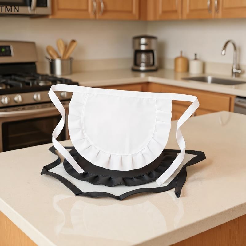 [TMN] 1 ชิ้นพนักงานเสิร์ฟแม่บ้านคอสเพลย์เอวผ้ากันเปื้อนครึ่งเครื่องแต่งกายผ้ากันเปื้อนทําอาหารผ้ากัน