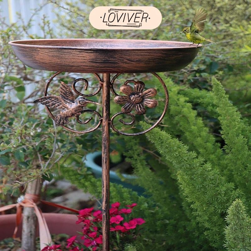 อ่างนกอิสระ ชามพร้อมสถาก, ถาดให้อาหารนกตกแต่งสําหรับสวน, ชามน้ําสําหรับระเบียง, สนามหญ้า, ลาน, รั้ว