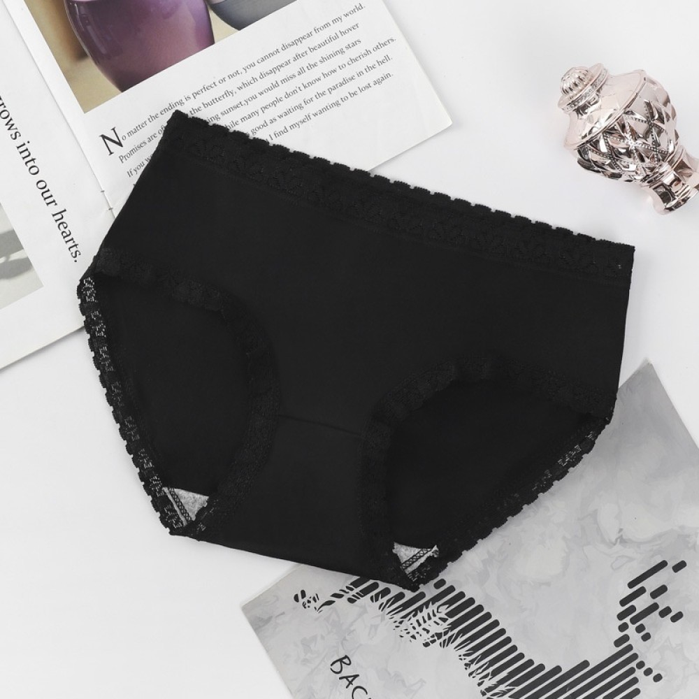 ความร่วมมือ C02กางเกงในสตรีนักเรียนหญิงสไตล์เกาหลีสีทึบระบายอากาศลูกไม้เอวกลางสาวเซ็กซี่น่ารักไซส์ให