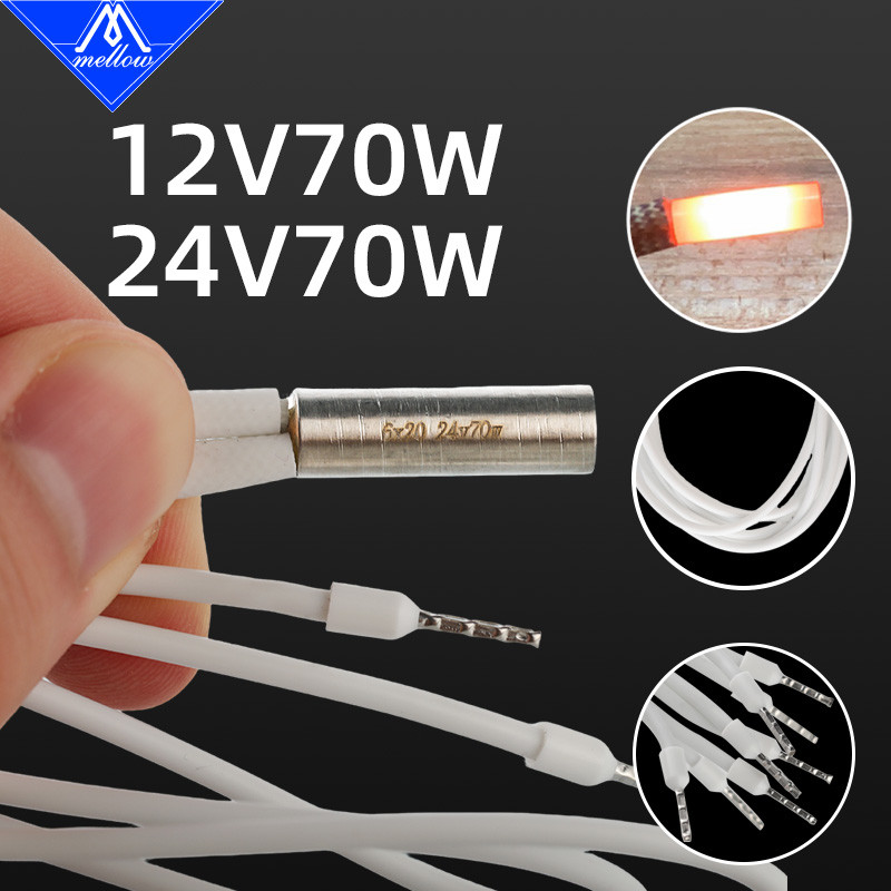 1pcs 3D Printer Parts Heating Tube 6*20mm 12V 24V 70W Ceramic Cartridge Heater for Mk8 cr10 Ender 3 