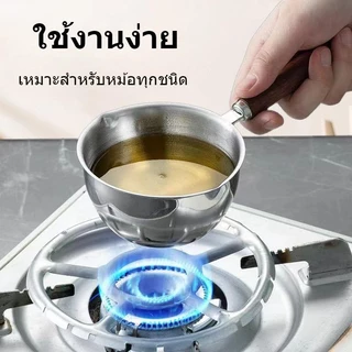 304 หม้อสแตนเลส กระทะนมร้อนขนาดเล็ก ด้ามไม้ กระทะขนาดเล็ก นมมัลติฟังก์ชั่การเผาไหม้ซอสหยดพิเศษในครัวเรือนน้ำมันกระเด็นน้ำมันนมร้อน เหมาะสำหรับการให้ความร้อนด้วยน้ำมัน ให้บริการเดี่ยว ตีฟองนม การทำขนม ตีแต่น้ำขนาดเล็ก เหมาะสำหรับทอด