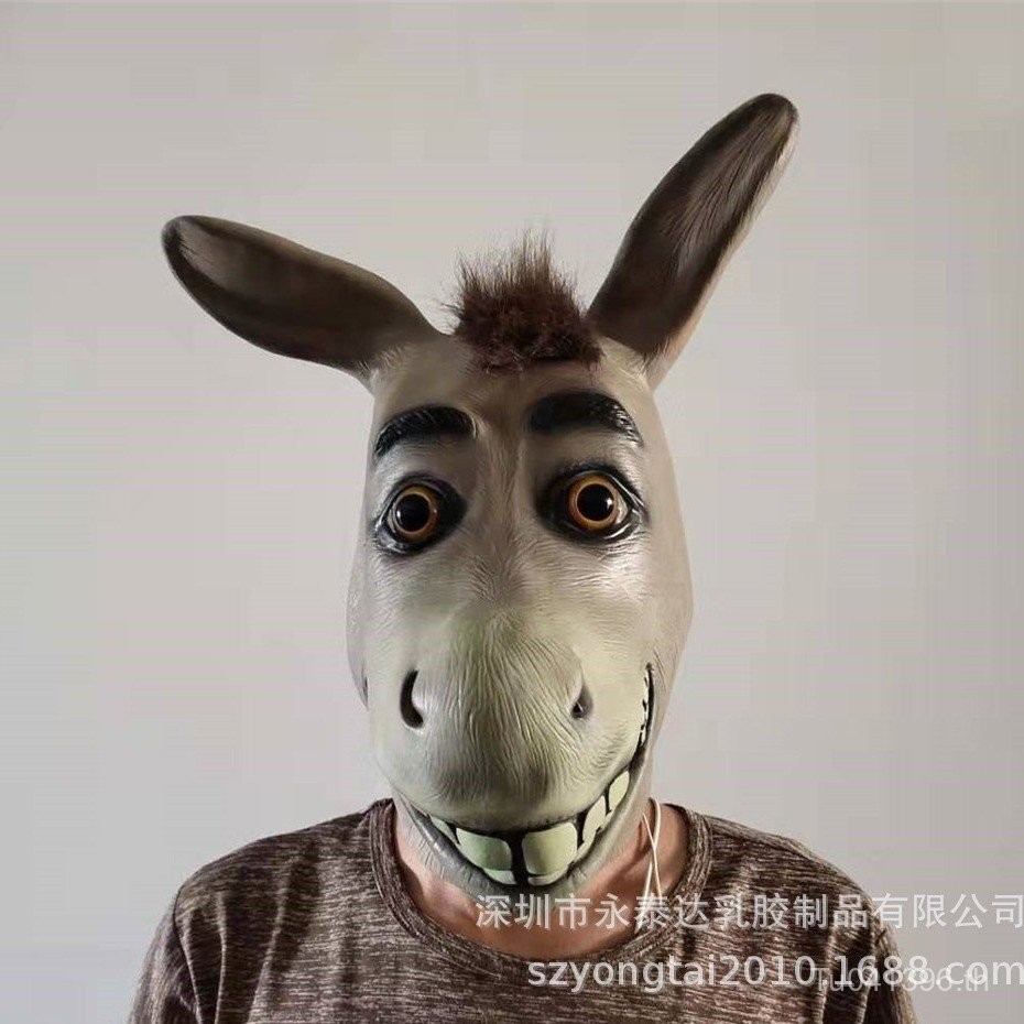 Donkey Donkey แต่งหน้า Poor Mouth Ball ฮาโลวีน Props Spoof หน้ากากหมวก Latex Shrek แสดง SI2D