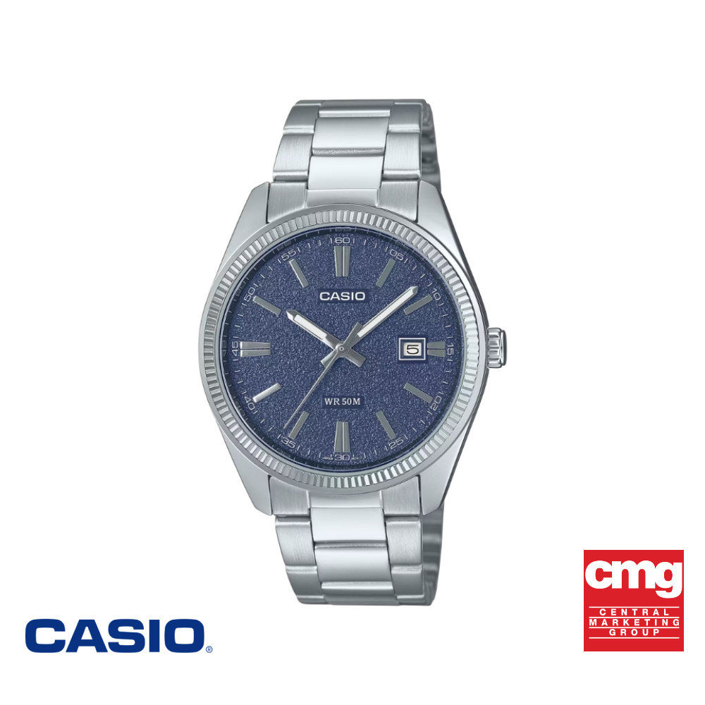 CASIO นาฬิกาข้อมือ รุ่น MTP-1302DA-2A1VDF สายสแตนเลสสตีล สีน้ำเงินเข้ม