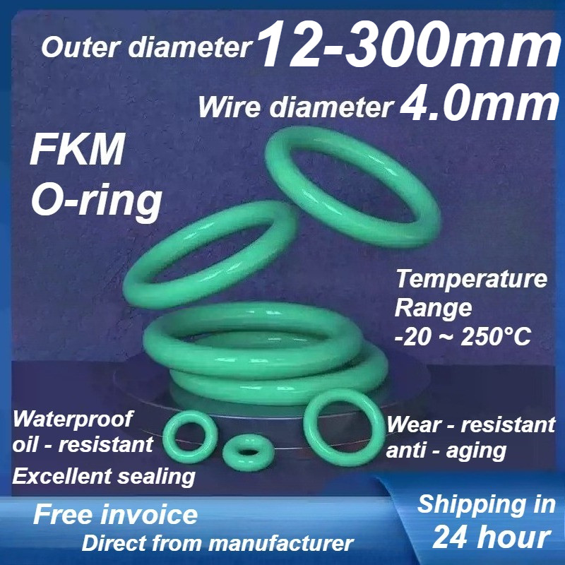 FKM O-Ring / CS4.0mm*OD12-300mm / ปะเก็นโอริงสีเขียว / แหวนยางฟลูออรีน / ทนต่ออุณหภูมิสูง ทนน้ํามัน ทนการกัดกร่อนเคมี [MX-MB]