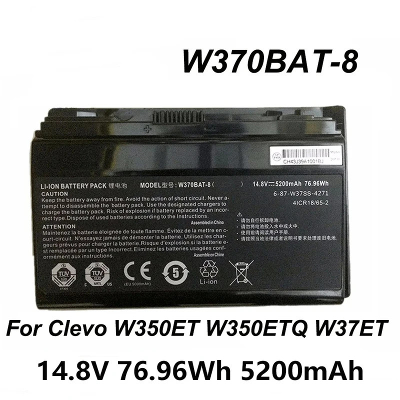 W370BAT-8 14.8V แบตเตอรี่แล็ปท็อปสําหรับ Clevo W350ET W350ETQ W37ET Sager NP6350 NP6370 Schenker Xmg