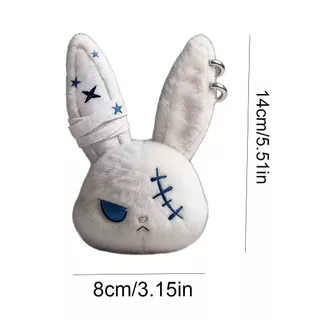 CANDYBO4F Dark Bunny ตุ๊กตาตุ๊กตา,ออกแบบน่ารักสไตล์โกธิคกระต่ายตุ๊กตาพวงกุญแจ,น่ารักปักผิวที่เป็นมิตร Plush Bunny พวงกุญแจกระเป๋าเป้สะพายหลังจี้