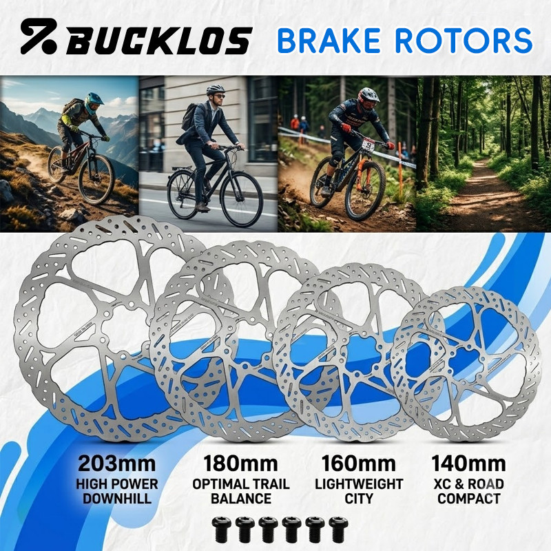 BUCKLOS สแตนเลสโรเตอร์จักรยานฟรีสกรู สําหรับ MTB 140/160/180/203 มม. แผ่นดิสก์เบรกเสือหมอบ