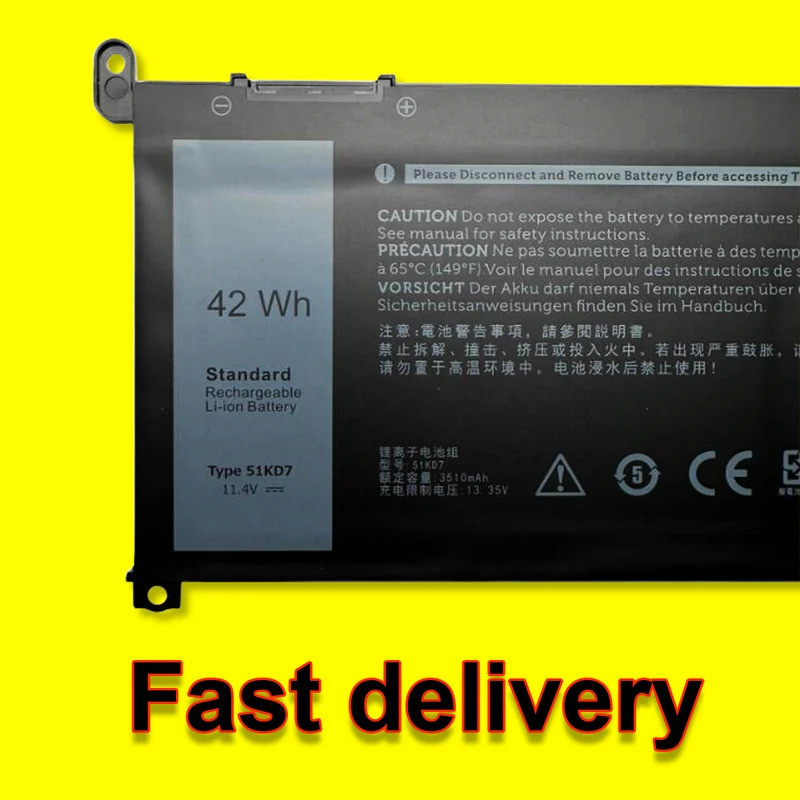 51KD7 สําหรับ Dell Chromebook 11 3180 3189,3100 3181 5190 2-in-1 Series แบตเตอรี่แล็ปท็อป FY8XM Y07H