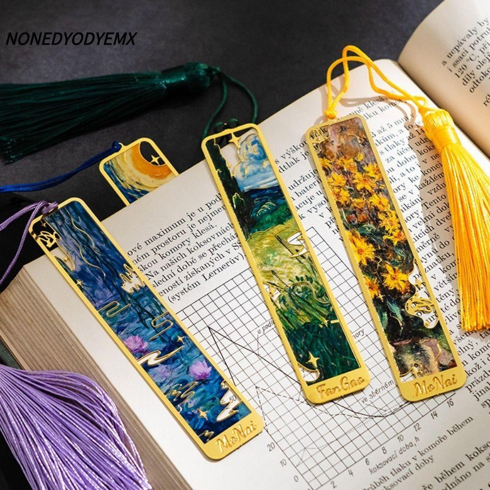 NONDYOMX อ่านหนังสือคลิป,โลหะดอกทานตะวันโลตัสที่คั่นหนังสือโลหะ,คุณภาพสูง Hollow ภาพวาดสีน้ํามันหน้าหนังสือ Marker สํานักงานโรงเรียน