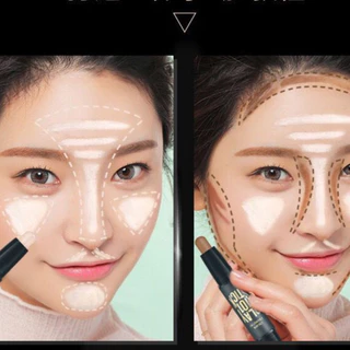 ปากกาเน้นข้อความเงาแท่งคู่หัวบรอนเซอร์สมูทคอนทัวร์Highlighter Shadow Sticks Double Head Bronzer Smooth Contour Cream