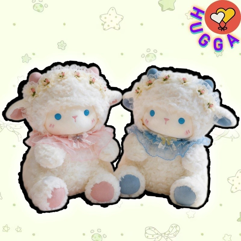 ❤ฮักก้า❤น่ารักดอกไม้ Lamb Plushie สนุกใหม่ Lamb Plushy ตุ๊กตาเดสก์ท็อปตกแต่ง Plushie ของเล่นคู่ของขว