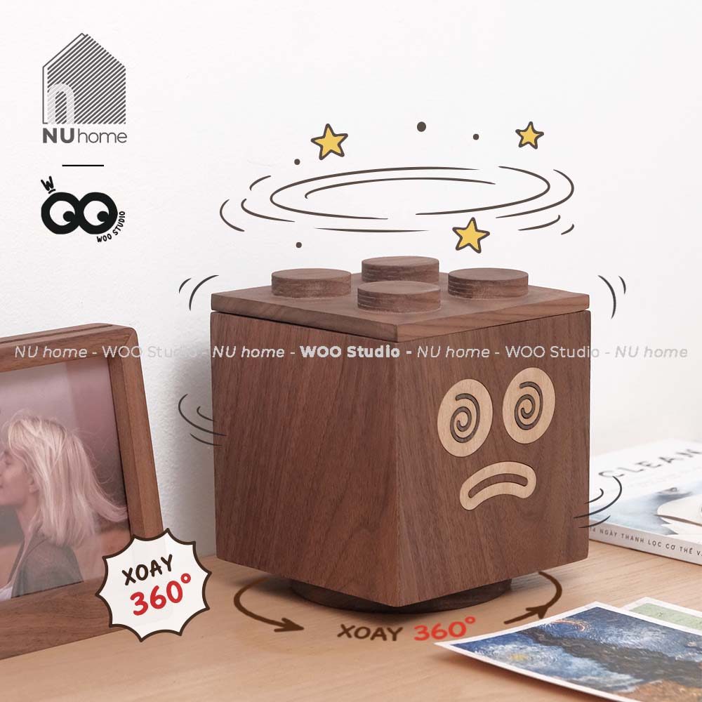 กล่องเก็บของไม้หมุนได้ 360 - บันทึก | NU โฮม | กล่องเก็บของกระจุกกระจิกตั้งโต๊ะไม้เรียบง่ายทําจากไม้