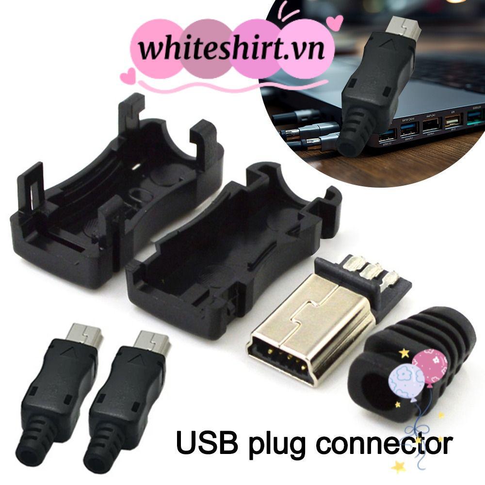 WHITESHIRT Mini USB Male Connector, 5Pin DIY USB 2.0 Jack, 5Pin Plug Socket Micro Male USB Plug Conn