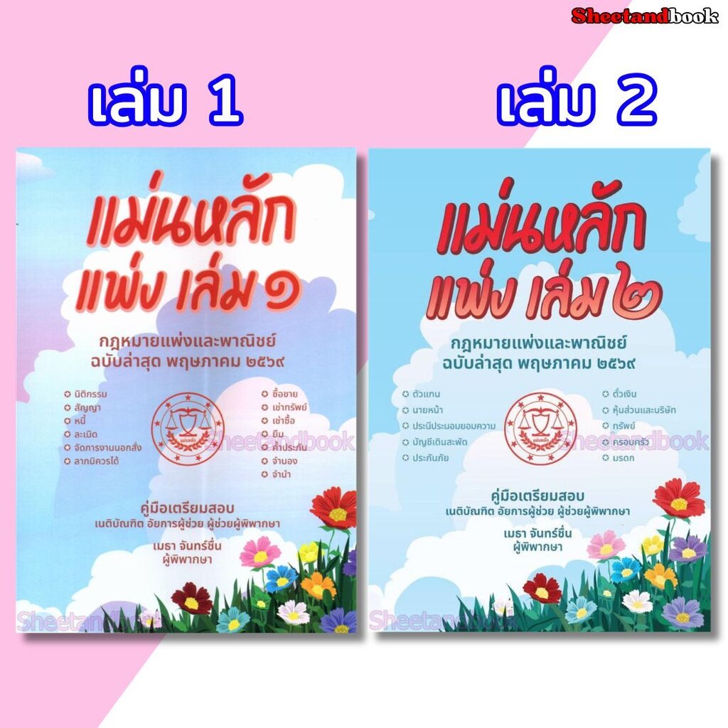 (ฟรีปกใส ) แม่นหลัก แพ่ง เล่ม 1 , 2 เมธา จันทร์ชื่น TBK1223 คู่มือเตรียมสอบเนติ อัยการผู้ช่วย ผู้ช่วยผู้พิพากษา sheet...
