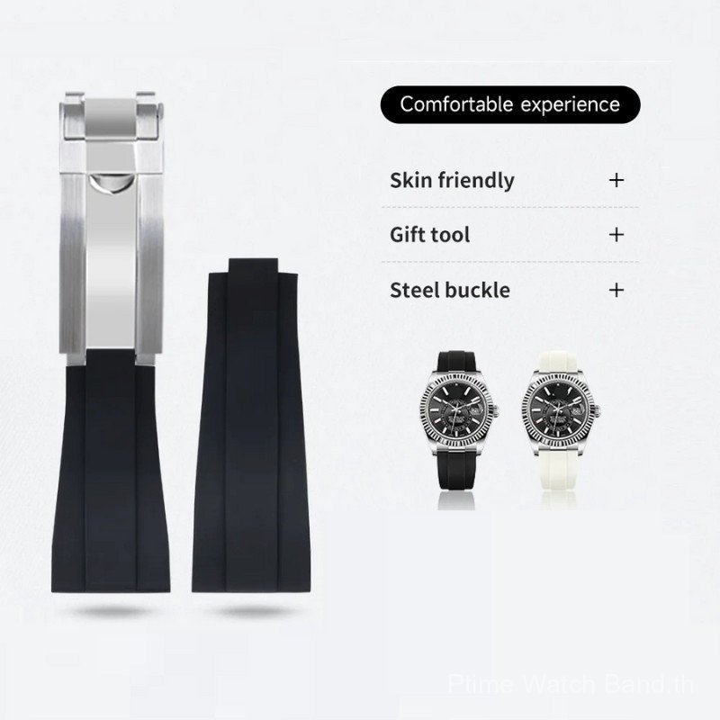 22/21 มม.FKM สายนาฬิกายางสําหรับนาฬิกา Rolex Sky-Dweller Sea-Dweller
