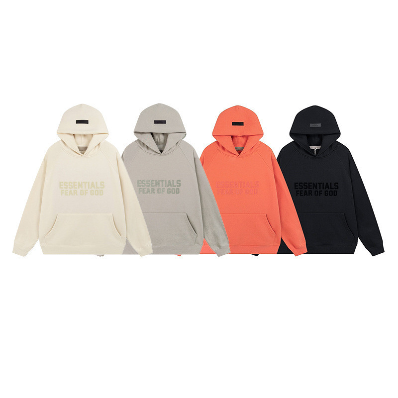 3VJJ Essentials Eighth Season Double Line High Street หลวมพิมพ์คู่ซับขนแกะ Hooded Sweatshirt Jacket